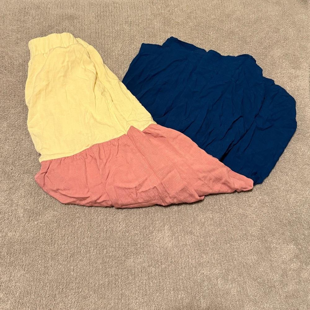 Torrid color block woven boho maxi skirt, elastic waist, pockets size 3